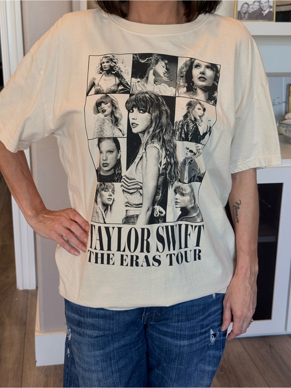 Taylor Swift Cream Graphic The Eras Tour Short Sleeve Tee